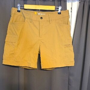 Carhartt Women's Cargo Shorts Straight Fit Golden Tan Hiking Outdoors Sz 14 EUC